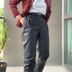 Sold: Berskha Vegan Leather Joggers Mid Rise Elastic M